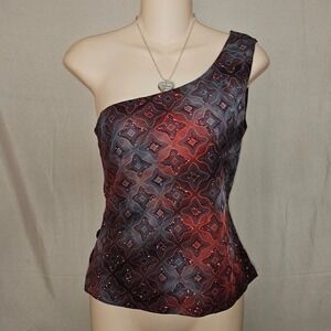 Y2k‎ One Shoulder Geometric Glitter Top